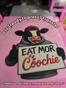 Eat Mor Coochie DTF Transfer Trendy Summer DIY Ready to Press Adult Humor Transfer for All Fabric Materials and Colors Heat Press Transfer