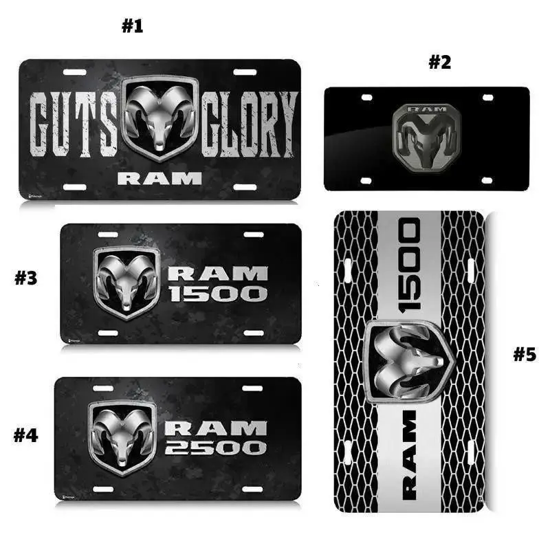 RAM 1500, 2500, RAM Guts-Glory Metal Look Graphic License Plate - 12 x 6 Aluminum Vanity Tag for US Vehicles - Made in USA with Pre-Drilled Holes for Easy Installation