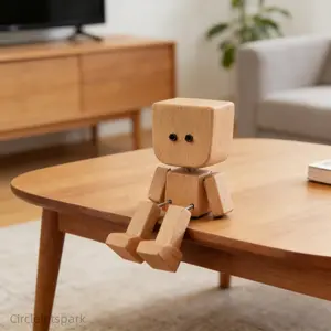 12 Piece Wooden Expression Figurine Set, DIY Leg Shaking Desk and Car Ornaments, Natural Wood Mini Decor for Home Office and Birthday Gifting, Cute Art Collectible with Assorted Tools