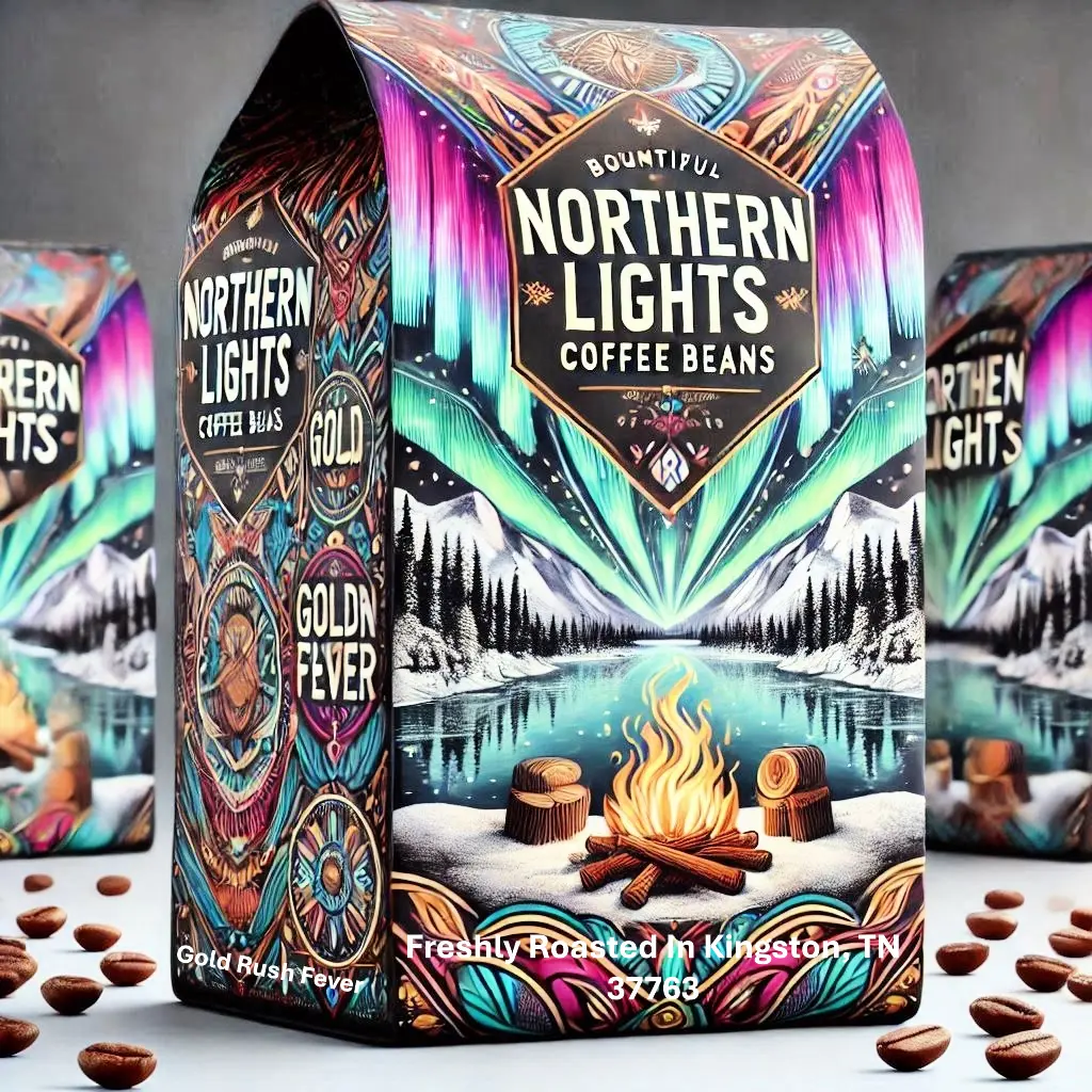 Natural French Gold Rush Fever Small Batch Specialty Northern Lights Flavor Coffee Beans - Medium Blend Beverage, Dairy-Free, Gluten-Free - For Adults, 12-Month Shelf Life