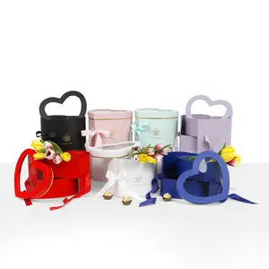 Double Layered Heart Shaped Flower/Gift Boxes with Plastic Liner - Size 9"x 8"x 6.5", Various Colors Valentines Baskets Men