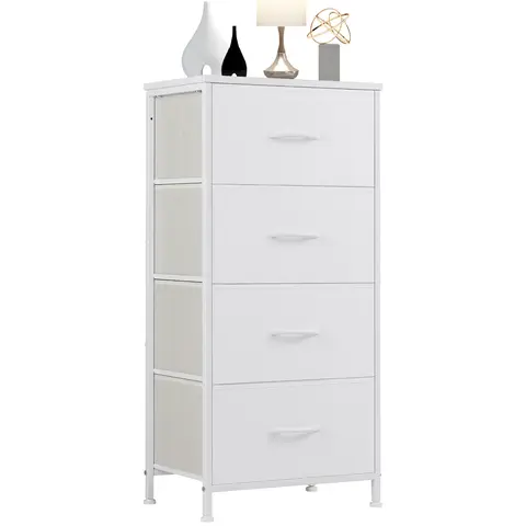 Sweetcrispy Modern 4-Drawer Skinny Fabric Practical Dresser - New Color Wooden Indoor Organiser Storage Cabinet, Apartment Furniture for Bedroom Storage Organization