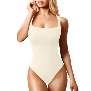 Women'S Sexy Sleeveless Square Neck Ribbed Camisole Yoga Jumpsuit Does not apply