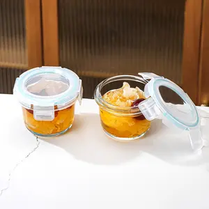 Glass Food Storage Container, Safe for Fridge & Microwave, Sealed Leak-Proof, Perfect for Fruit Dip Snacks Picnic Party, Airtight Containers