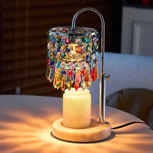 Candle Warmer Lamp with Timer Dimmer and 3 Bulbs, Lamp Candle Warmer with Marble Base,Wax Melt Warmer for Jar Candles, Birthday Gifts for Women Mom, House Warming Gifts   Decor (multicolor)