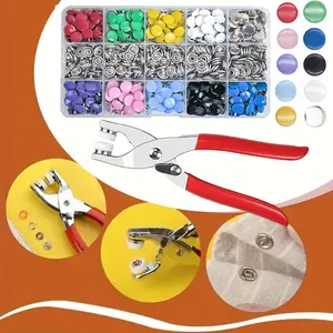 800Pcs Metal Snaps Buttons with Fastener Pliers Press Tool Kit,Perfect for DIY Crafts,Clothes,Hats and Sewing,9.5mm Snap Button Fasteners Kit for Clothing Sewing,Hand Tools Kits