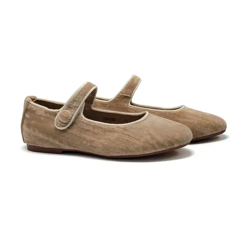 Mamelina Beige Velvet Mary Jane