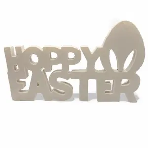 Happy Easter Sign - 3D Printed Easter Decoration with Bunny Ears and Egg - Must-Have Trending Holiday Decor Gift
