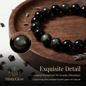 Obsidian Bracelet - The Rare Stone of Wealth & Protection Wear Your Power - Silver Obsidian for Confidence & Boldness  The Ultimate Protective Gift - Natural Silver Obsidian Crystal Bracelet