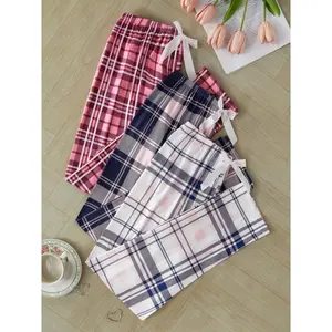 3-piece Plaid Fashion Simple Ladies Pajama Pants