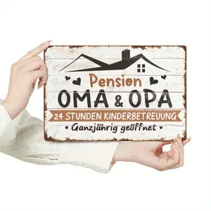 Vintage Horizontal Iron Sheet Painting Sign for Home Farmhouse Wall Art Decor for Pension Oma and Opa