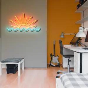 Sunrise Sunset Neon Sign Sun Wave Led Neon Signs Beach Sea Wave Led Neon lights for Man Cave Bedroom, Wedding, Living Room, Party, Bar Decor USB Powered With Dimmer