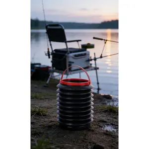 Foldable Bait Bucket – Multi-Use | Lidded, Leak-Proof | For Bait, Chumming & Collapsible Trash Bin | Portable & Space-Saving