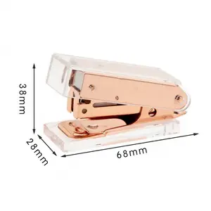 Source Factory Large Clear Acrylic Stapler Wholesale Rose Gold Transparent Stapler Set Cross-border Office Supplies