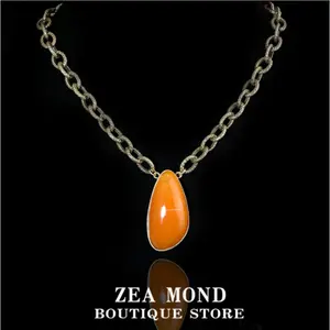 Copper alloy resin vintage style women's versatile non-jade necklace JY-ZH-86