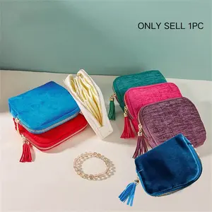Multi-Compartment Jewelry Organizer, Large Capacity Travel Storage Bag with Zipper, Stylish Clutch for Ladies, Travel Organization Pouch, Travel Pouches