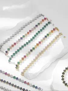 High-Quality Four-Leaf Clover Bracelet, Copper Zirconia Jewelry Gift for Women, Elegant Valentine's Day & Mother's Day Present