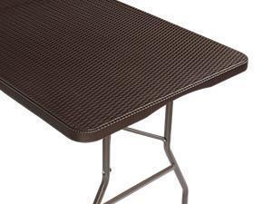 VINGLI 4/6/8 Foot Plastic Folding Table Portable Long Table for Indoor Outdoor Use Rectangular with Carrying Handle, Smooth HDPE Tabletop, White/Brown/Black