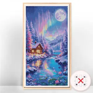 Landscape Pattern Cross Stitch For Beginners Without Frame,With Tools Cross Stitch Kit 11CT Cross Stitch Printed Canvas House Holiday Gifts