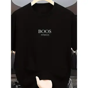 Comfortable Men's Casual BOOS Graphic Tee - Short Sleeve, Cotton, Round Neck, Soft & Washable, White, Perfect for Casual Attire Fast shipping