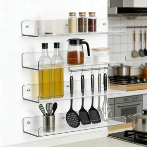 Acrylic L-shaped, U-shaped shelf, hole-free wall storage shelf, bathroom, bathroom, kitchen display shelf