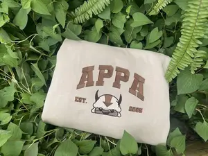 Anime Embroidered Sweatshirt, Appa Embroidered Anime Shirt, Anime Shirt, Embroidered Shirt,