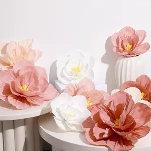 12Pcs Tissue Flower, Crepe Paper Flower Decoration 20.32cm 25.40cm 30.48cm Wedding Party Baby Bride Gift Party Carnival Party Birthday Kindergarten Wall Decoration (Color of Various Colors)