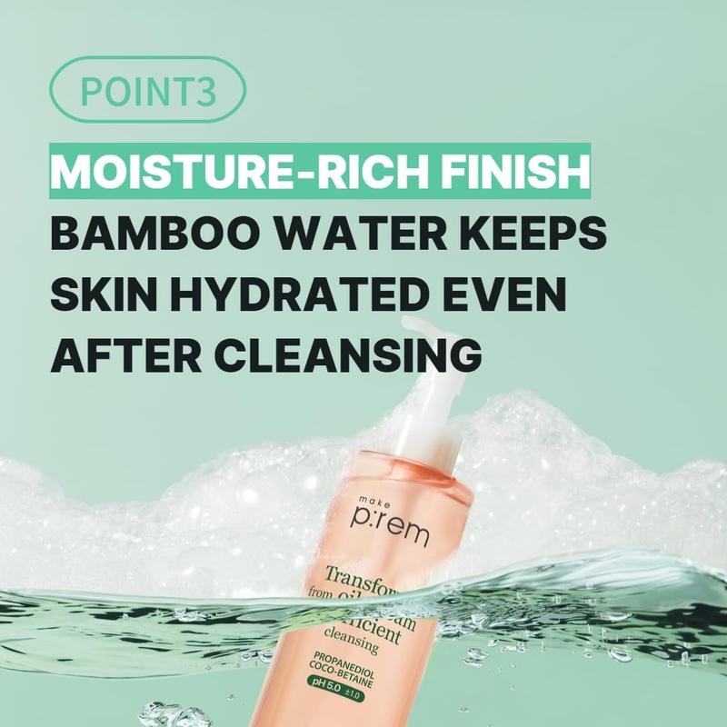 MAKE P:REM Safe Me. Oil to Foam Cleanser 6.76 Fl Oz, 200ml | Gentle Korean Face Wash & Makeup Remover for Sensitive Skin