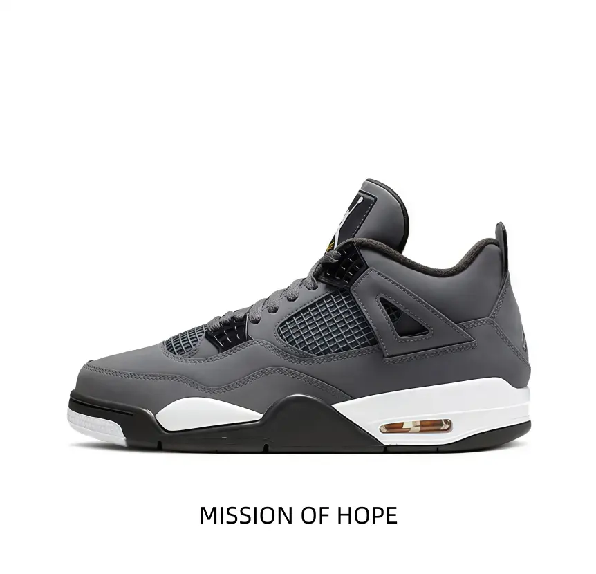 AJ4 Dark Grey Oreo high-top sneakers two-tone midsole air cushion daily wear kicks