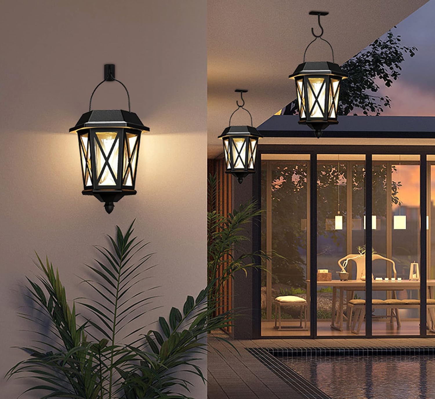 Ceiling Hooks for Hanging Plants 2Pack 2.5in,Wall Plant Hooks for Plants,Lights,Planters,Lanterns,Hanging Bird Feeders,Wind Chimes,Indoor&Outdoor Decoration Black