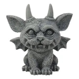 Gothic Horned Bat Cat Gargoyle Bast Figurine Small Mythical Fantasy Decor Statue