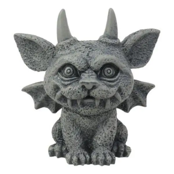 Resin Gothic Horned Bat Cat Gargoyle Bast Figurine - Small Mythical Fantasy Decor Statue for Home Decoration