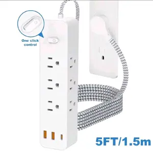 12-In-1 Surge Protector Power Strip, Tech Accessories Extension Cord With 9 AC Outlets, 2 USB-A Ports, 1 USB-C Port, Overload Protection, Universal Charging Station For Home, Office, Dorm Room (Accessories Included)