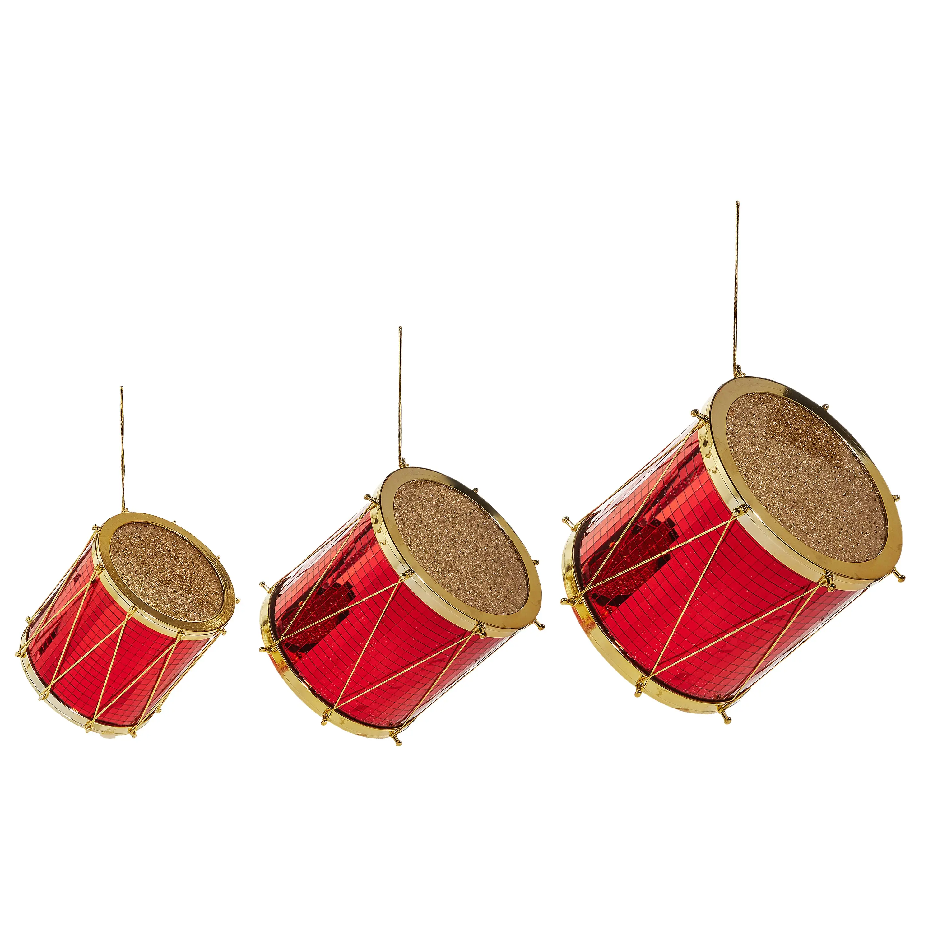 RAZ Imports 9.5" Mirrored Red Nutcracker Drum Christmas Ornaments - Set of 3