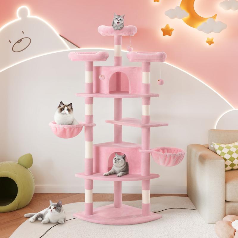 SHA CERLIN 73in Corner Cat Tree for Indoor Cats -Save Space with Multi-Level Perches, Condo, Sisal Scratching Posts#ChristmasGifts#TikTokShopBlackFriday