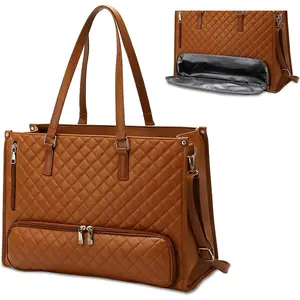 Lunch Tote Bag for Women, 15.6" Work Tote Bag with Insulated Lunch Compartment, Laptop Briefcase, Wristlet Pouch, for Work