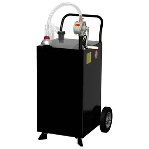 GARVEE 45 Gallon Fuel Caddy with Manual Transfer Pump, Durable Fuel Storage Tank for Gasoline and Diesel, Ideal for Cars, Lawn Mowers, ATVs, Boats, and More, Black