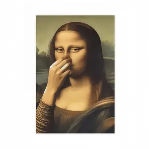 Funny Bathroom  Art Classic Painting Inspired Meme Poster Vintage Lady Covering Nose Canvas Print Humorous Toilet   Quirky Aesthetic Room  for Bathroom Restroom Powder Room Apartment  Gag Gift Idea for Friends Housewarming  wall home decor corporate hall