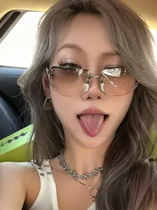 New Fashion Retro Oval Small Frame Glasses, Unisex Half Rimless Simple Versatile Daily Casual Wear Decorative Eyeglasses