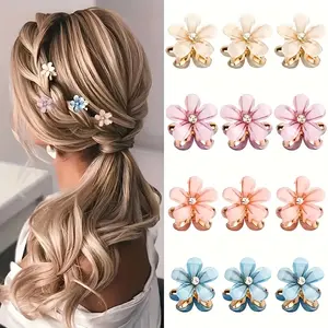 10 Pieces Of Opal Flower Hair Clips - Women's Claw Clips - Bridal Flower Hair Clips - Perfect For Side And Broken Hair - Fashion Hair Accessories
