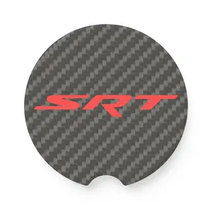 SRT Soapstone Car Coaster, Carbon Fiber Design, Auto Accessories, Gift for Car Enthusiasts, Road Trip Must-Have, Home Decor