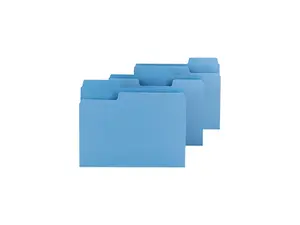 Smead 11986 SuperTab Colored File Folders, 1/3 Cut, Letter, Blue, 100/Box