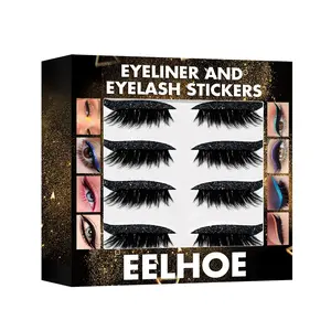 EELHOE Self-Adhesive 3D Glitter Eyeliner Lashes | 7 Colors, No Glue Needed, Easy Eye Makeup