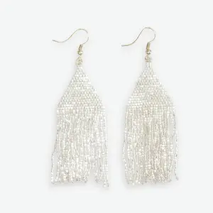 INK + ALLOY Lexie Solid Beaded Fringe Earrings Silver