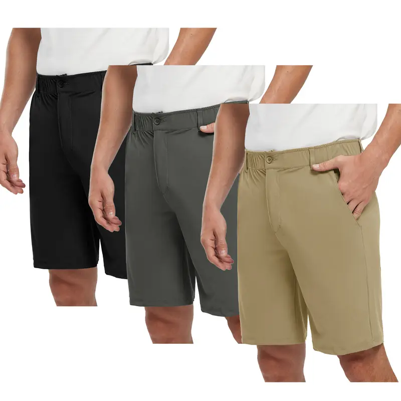 2/3 PACK GOPUNE Men's 9" Quick Dry Short Stretch Work Shorts Casual bottom Outdoor Golf Shorts with 5 Pockets