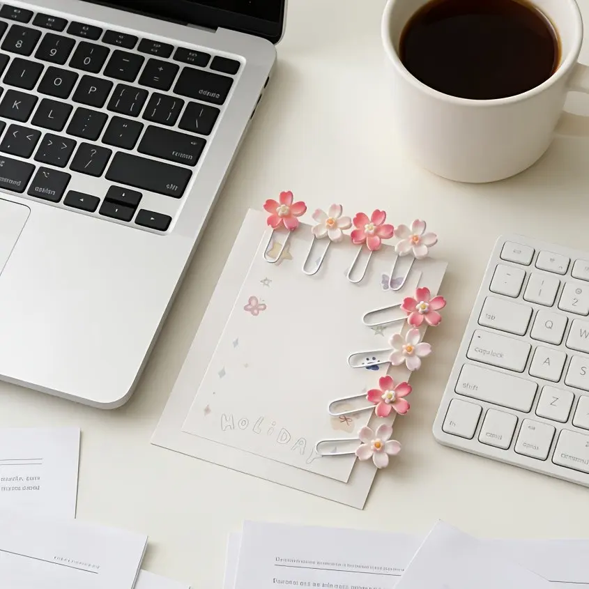 8pcs Creative Cherry Blossom Paper Clips, Office School Home Use, Graduation Souvenirs, Birthday Party Supplies, Teacher's Day Gifts