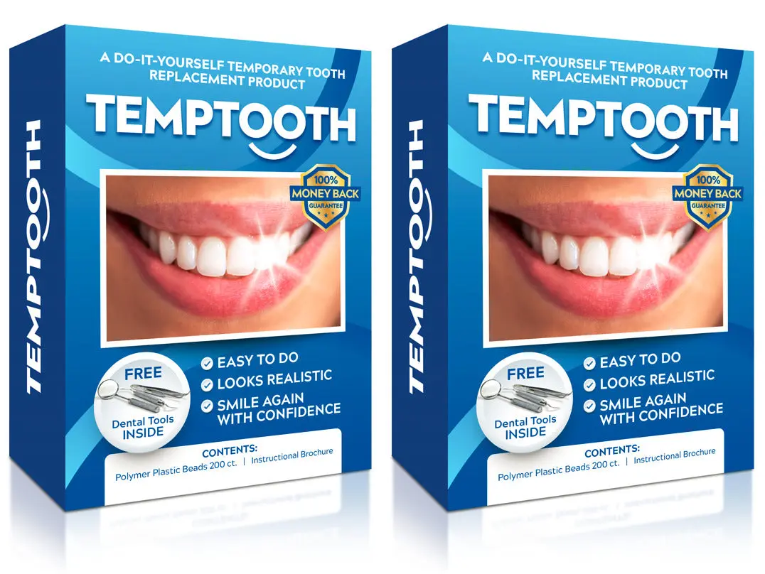 TempTooth Seller Trusted Patented Temporary Tooth Replacement Product - Double Kit (Save $10.80)