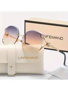 Women's Fashion Gradient Frameless Sunglasses, Summer Party Driving Holiday Gift, Stylish Dark Color Decorative Glasses for Women, Rimless Shades