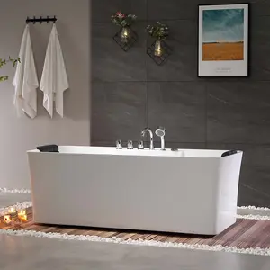 59" Freestanding Rectangle Whirlpool Bathtub with Center Drain 59" Freestanding Rectangle Whirlpool Bathtub with Center Drain