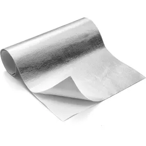 Aluminized Heat Shield Mat Thermal Barrier Adhesive Backed Heat Blanket 12'' X 24'', Fiberglass Insulation Reflective Material High Temp Protection